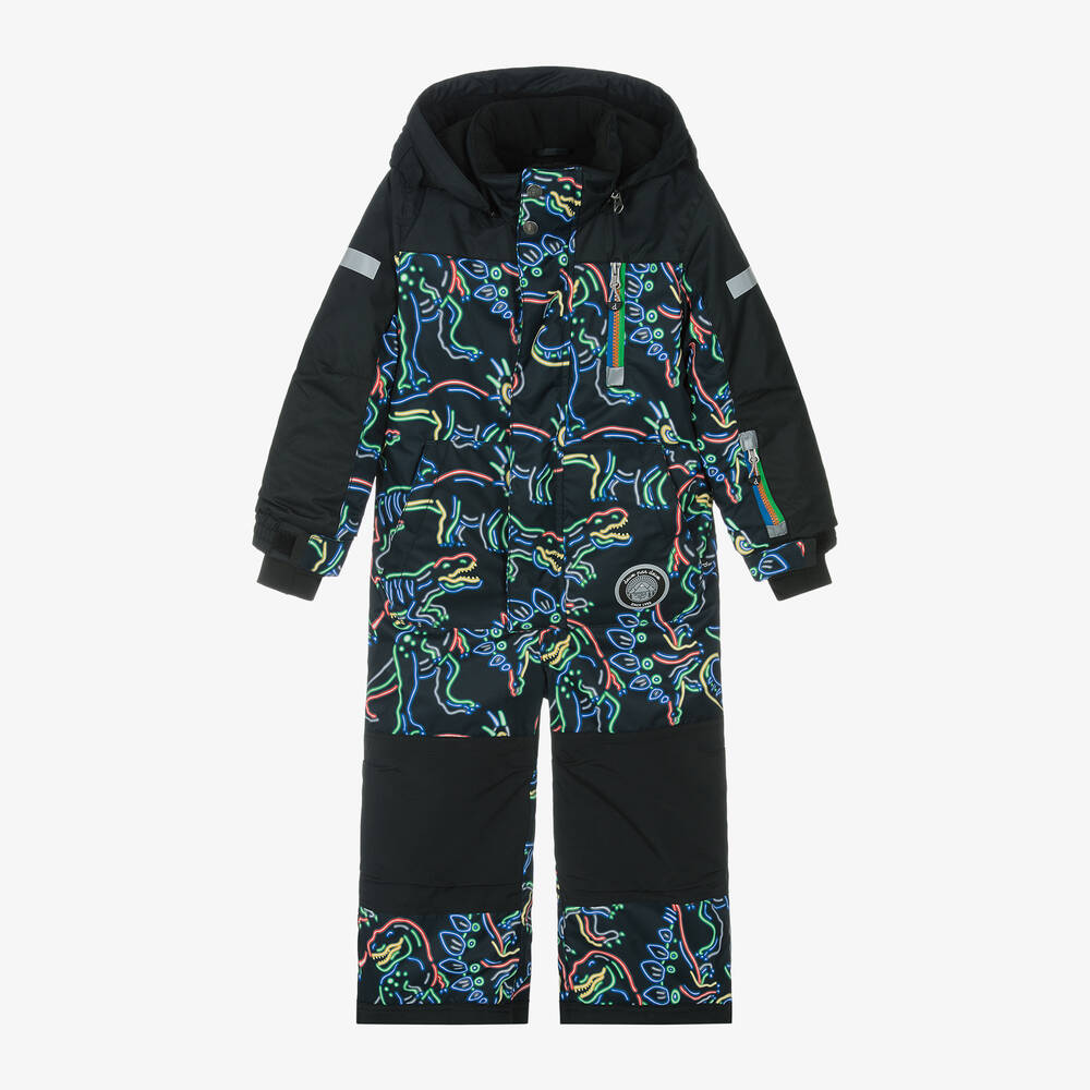 Deux par Deux - Boys Black Dinosaur Print Snowsuit Set | Childrensalon