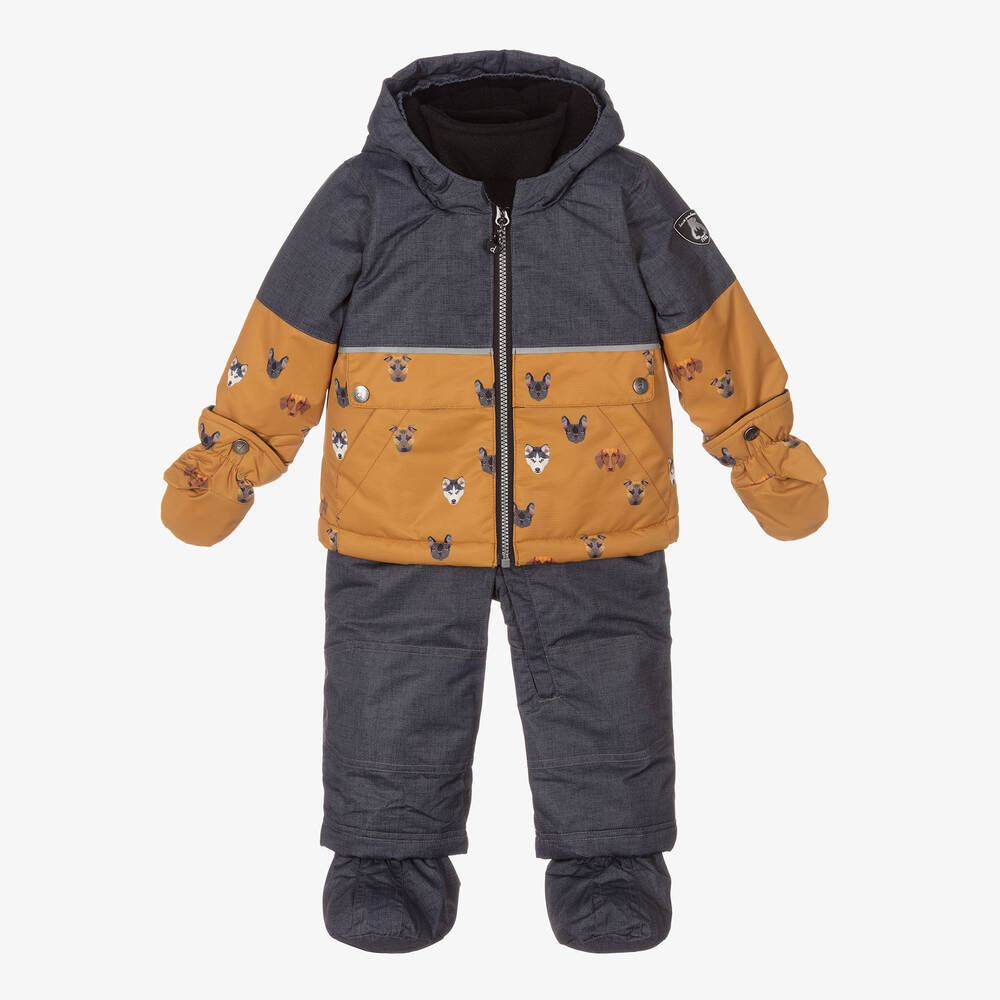 Deux par Deux - Boys Grey Puppy Snowsuit Set | Childrensalon