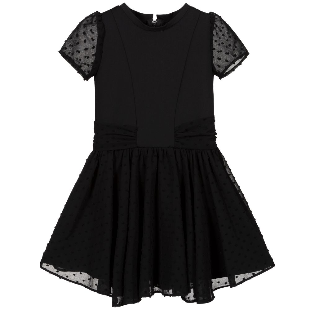 Deux Par Deux - Girls Black Chiffon Dress | Childrensalon