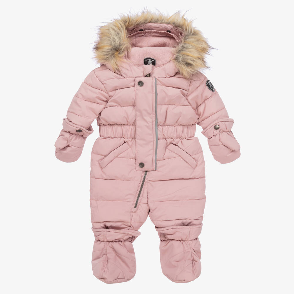 Deux Par Deux Babies' Girls Pink Snowsuit Set