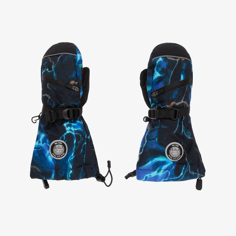 Deux par Deux - Navy Blue Storm Print Ski Mittens | Childrensalon