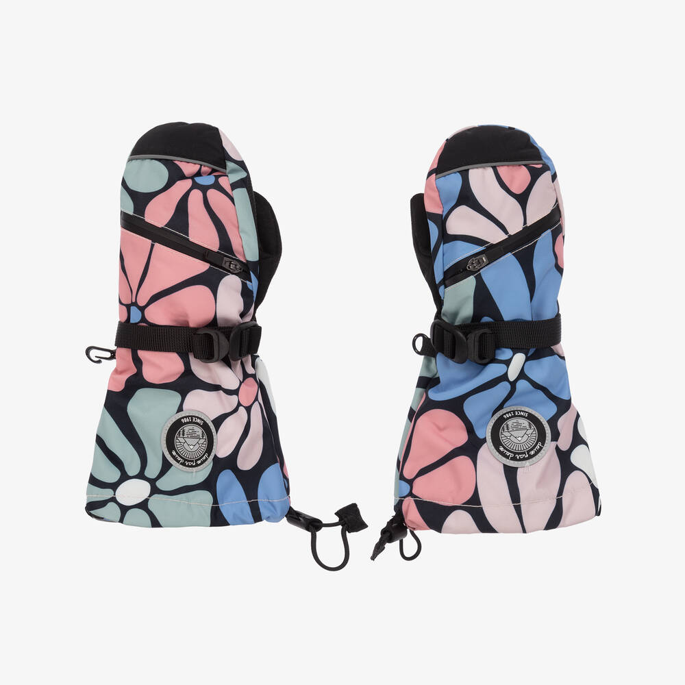 Deux par Deux - Pink & Blue Flower Print Ski Mittens | Childrensalon