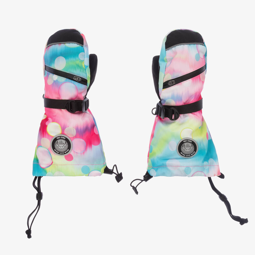 Deux par Deux - Pink Bubble Print Ski Mittens | Childrensalon