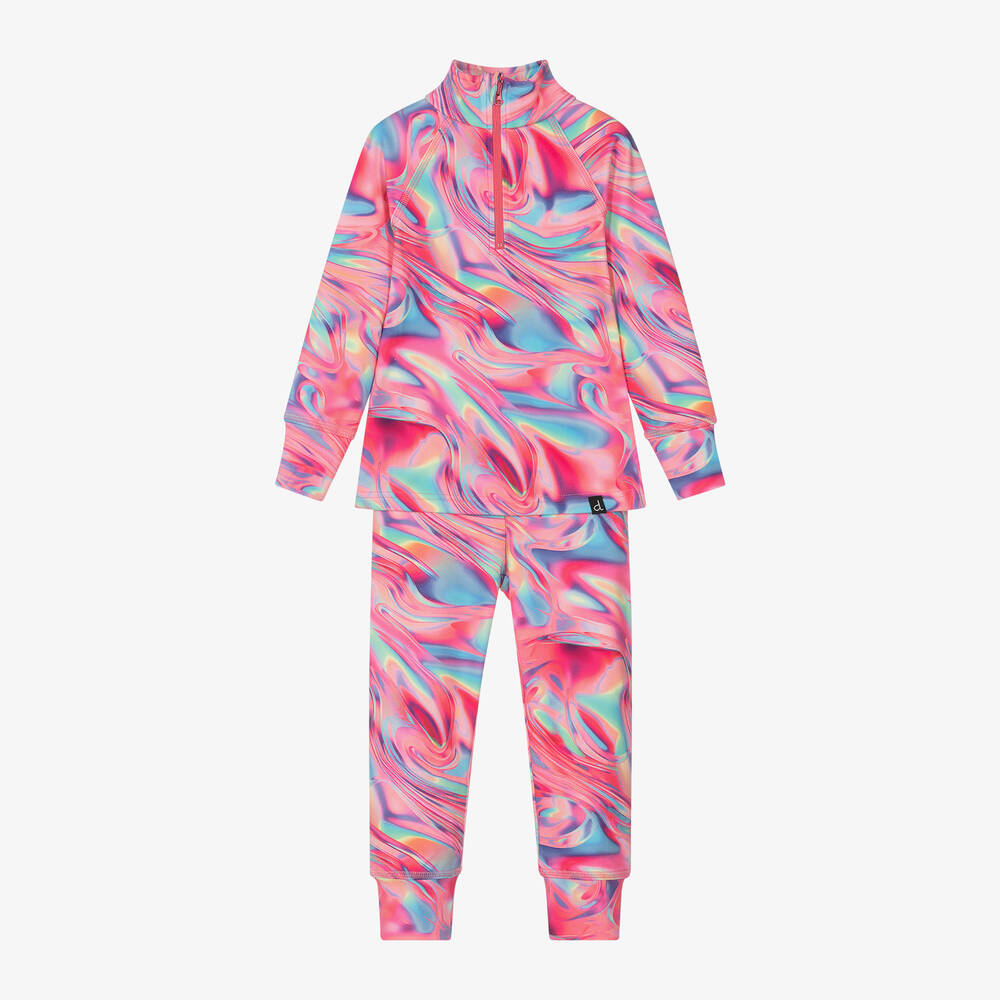 Deux par Deux - Pink Marble Print Base Layer Set | Childrensalon