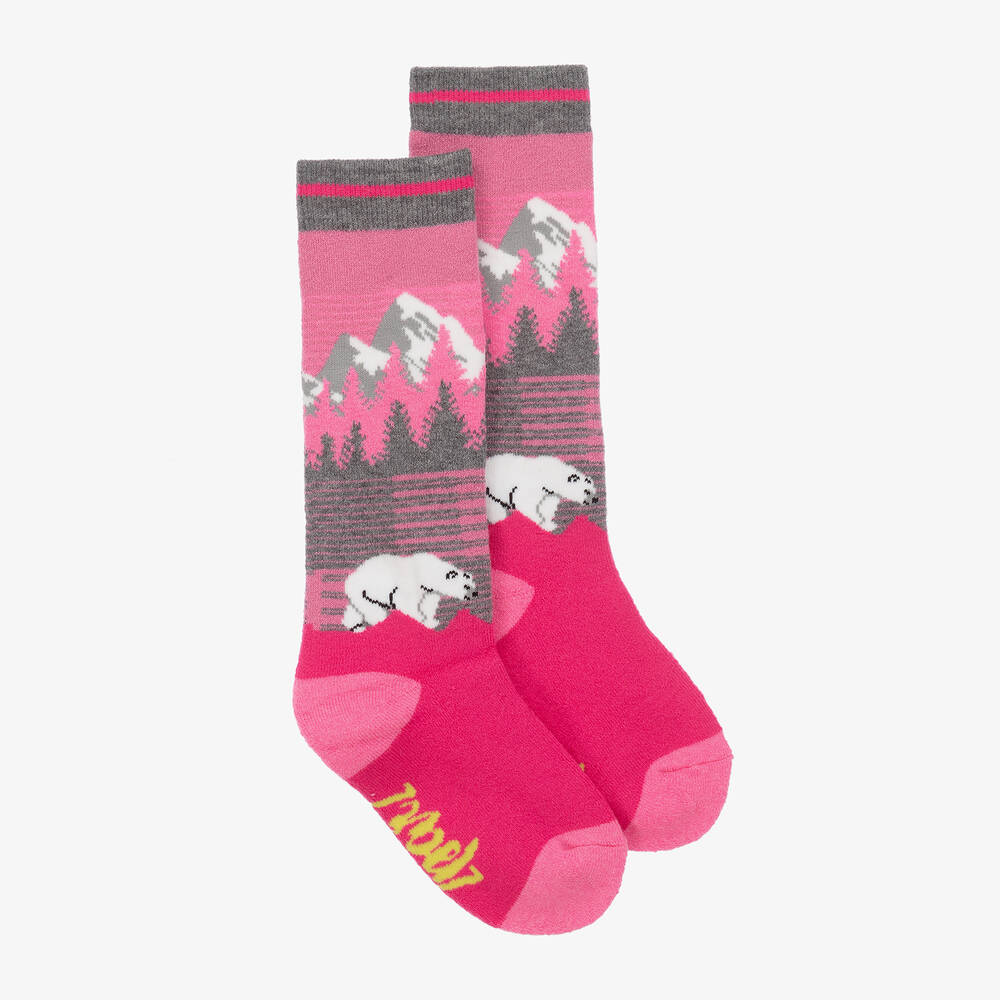 Deux par Deux - Pink Thermal Wool Mountain Socks | Childrensalon