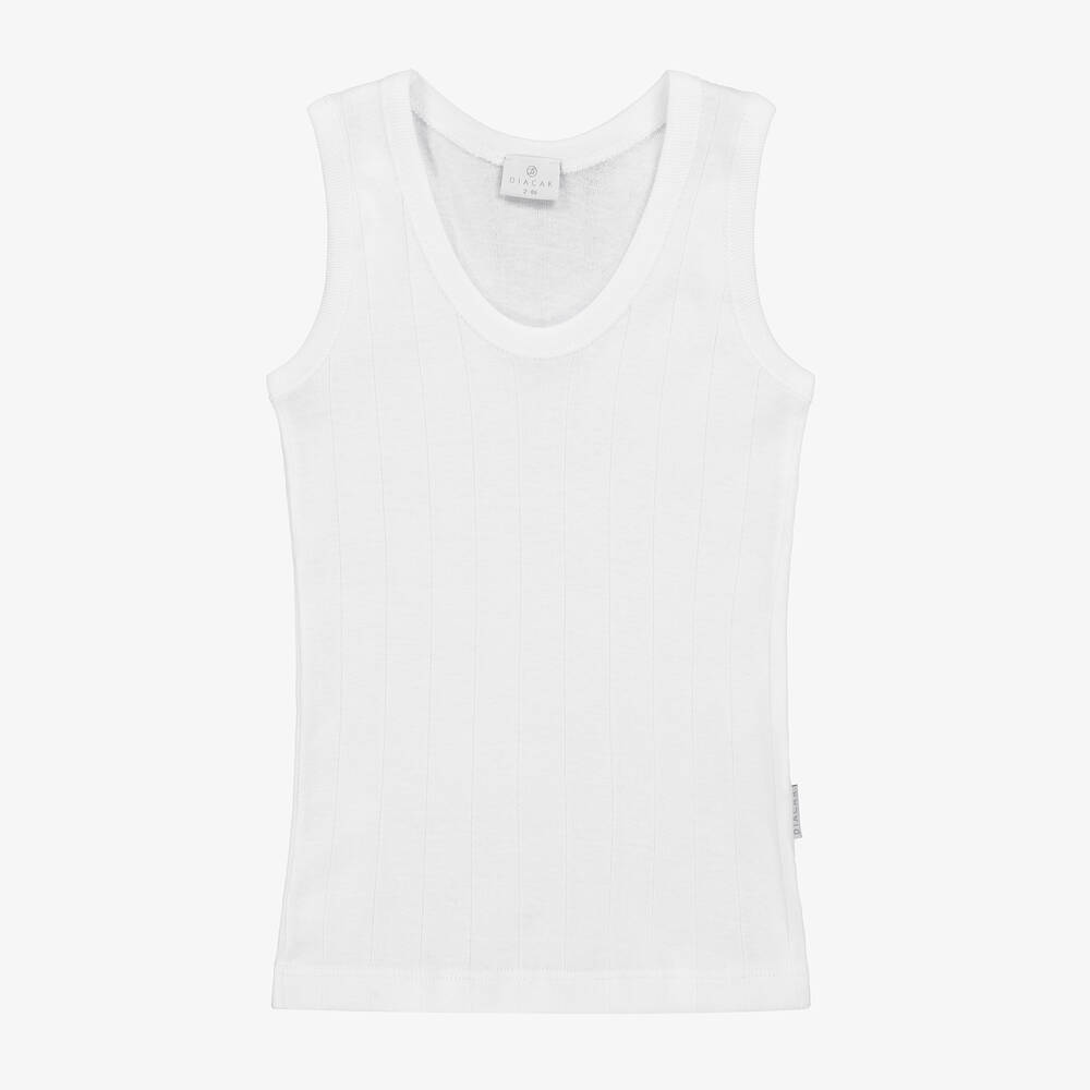 Diacar - Boys White Cotton Vest | Childrensalon