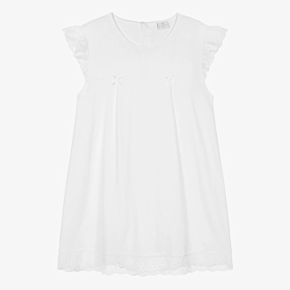 Diacar - قميص نوم قطن جيرسي لون أبيض للبنات  | Childrensalon