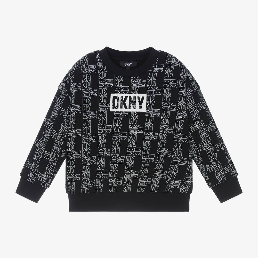 DKNY - Black Cotton Printed Sweatshirt | Childrensalon