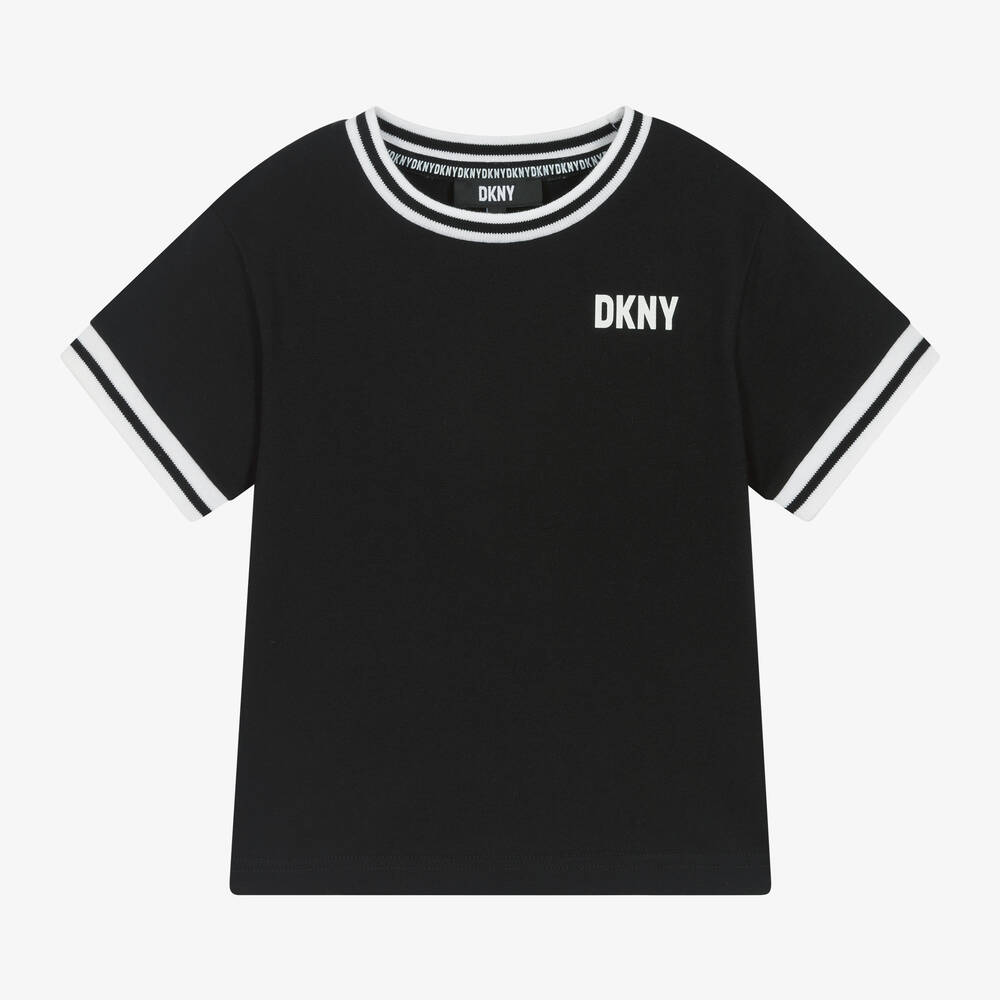DKNY - تيشيرت قطن عضوي لون أسود | Childrensalon