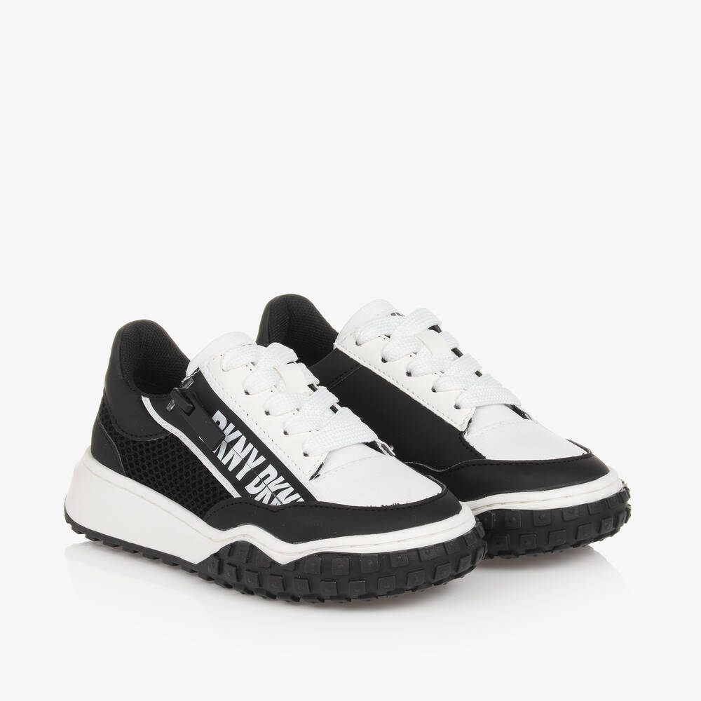 DKNY - Black & White Lace-Up Trainers | Childrensalon
