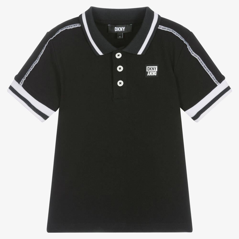Dkny Babies' Boys Black Cotton Piqué Polo Shirt