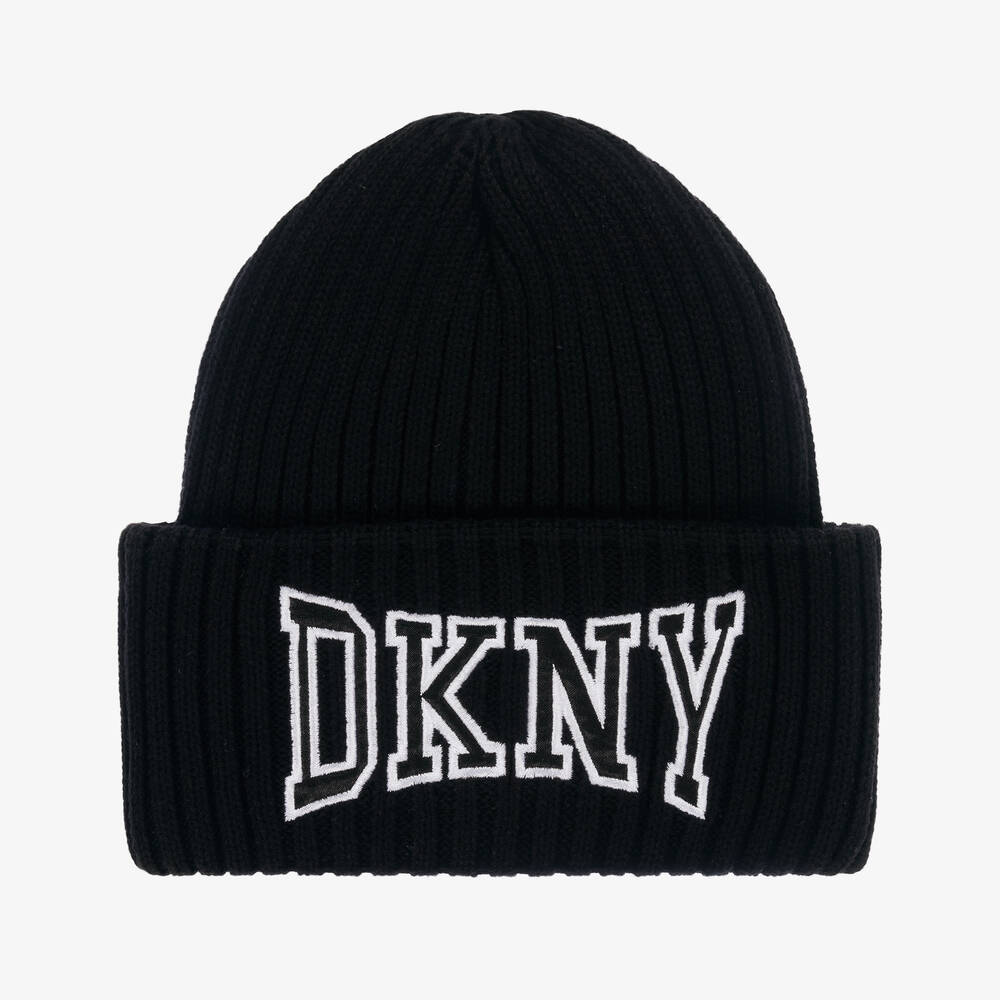 DKNY - Boys Black Ribbed Beanie Hat | Childrensalon