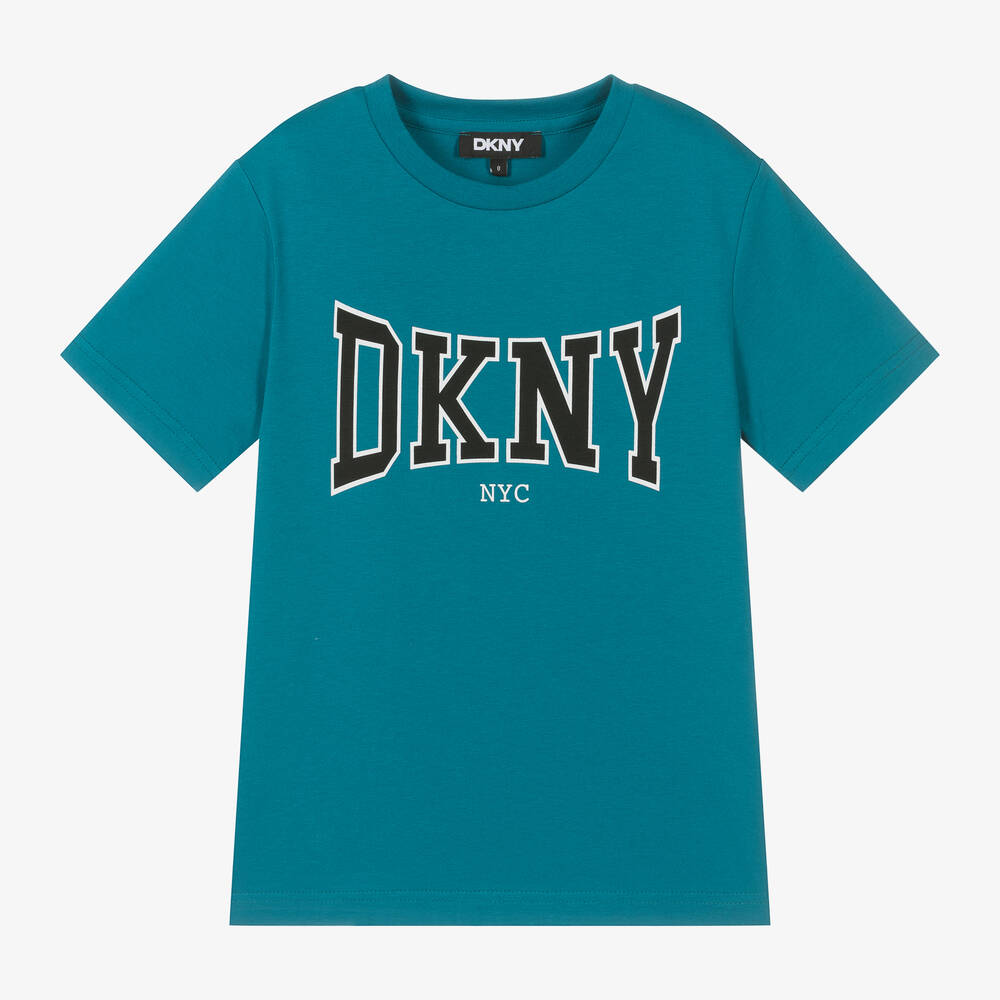 DKNY - تيشيرت قطن عضوي لون أزرق تركواز داكن للأولاد | Childrensalon