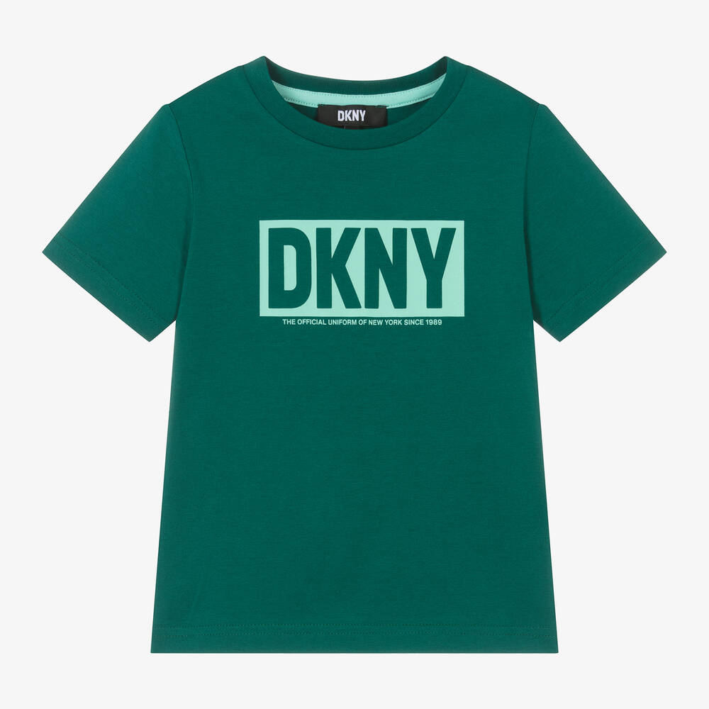 DKNY - تيشيرت قطن جيرسي لون أخضر للأولاد | Childrensalon