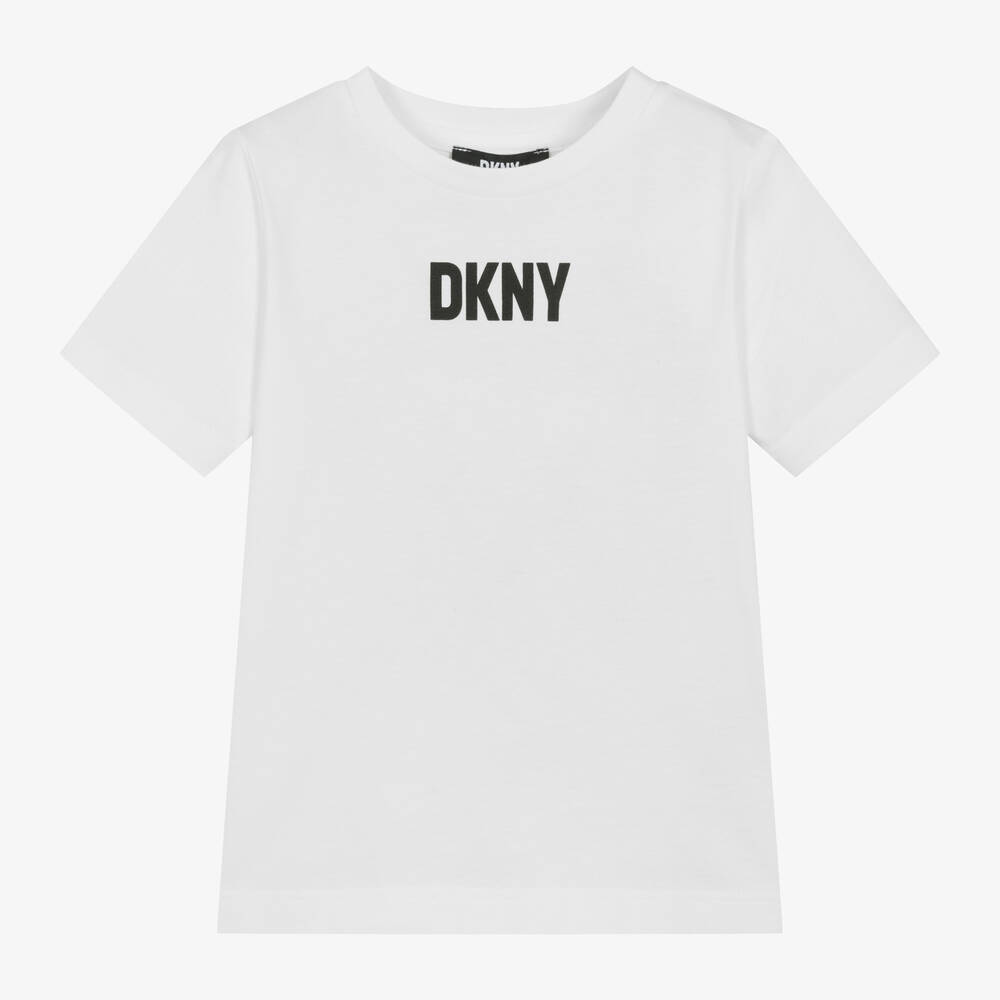 DKNY - تيشيرت قطن جيرسي لون أبيض وأسود للأولاد | Childrensalon