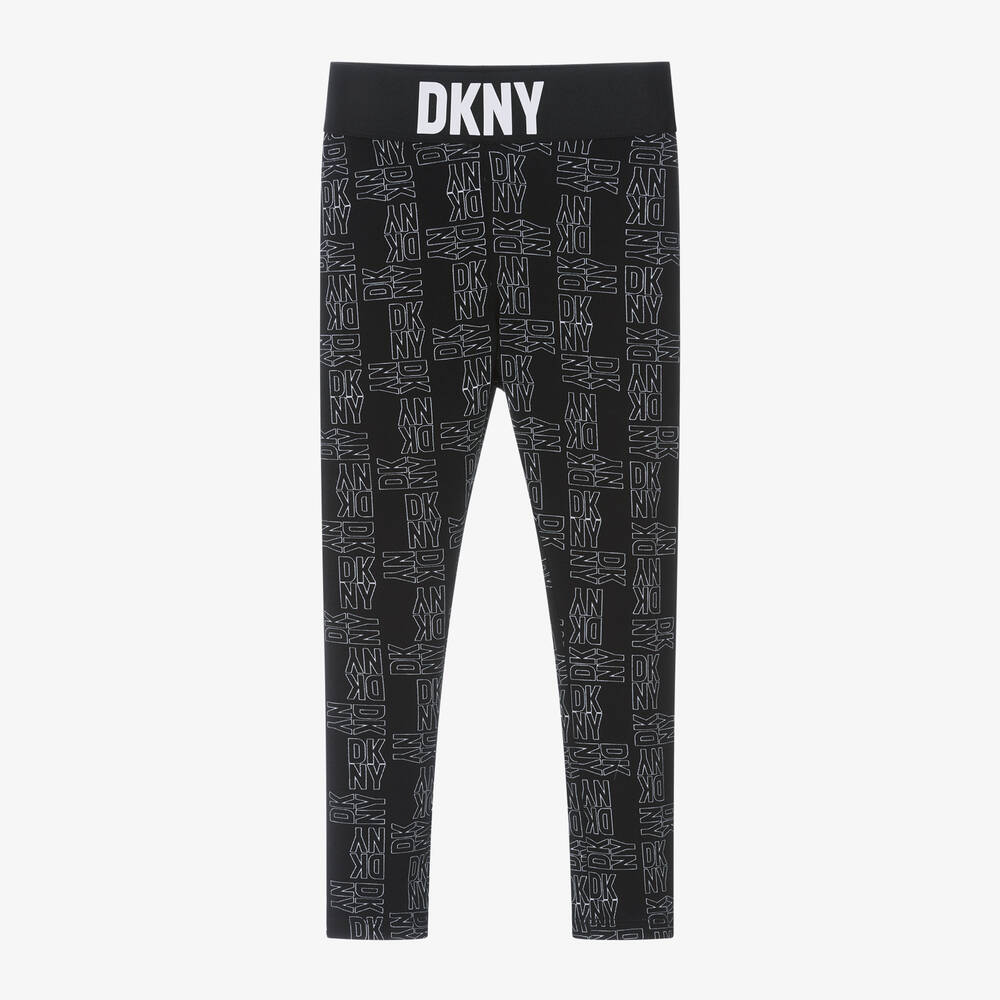 DKNY - Girls Black Cotton Leggings | Childrensalon