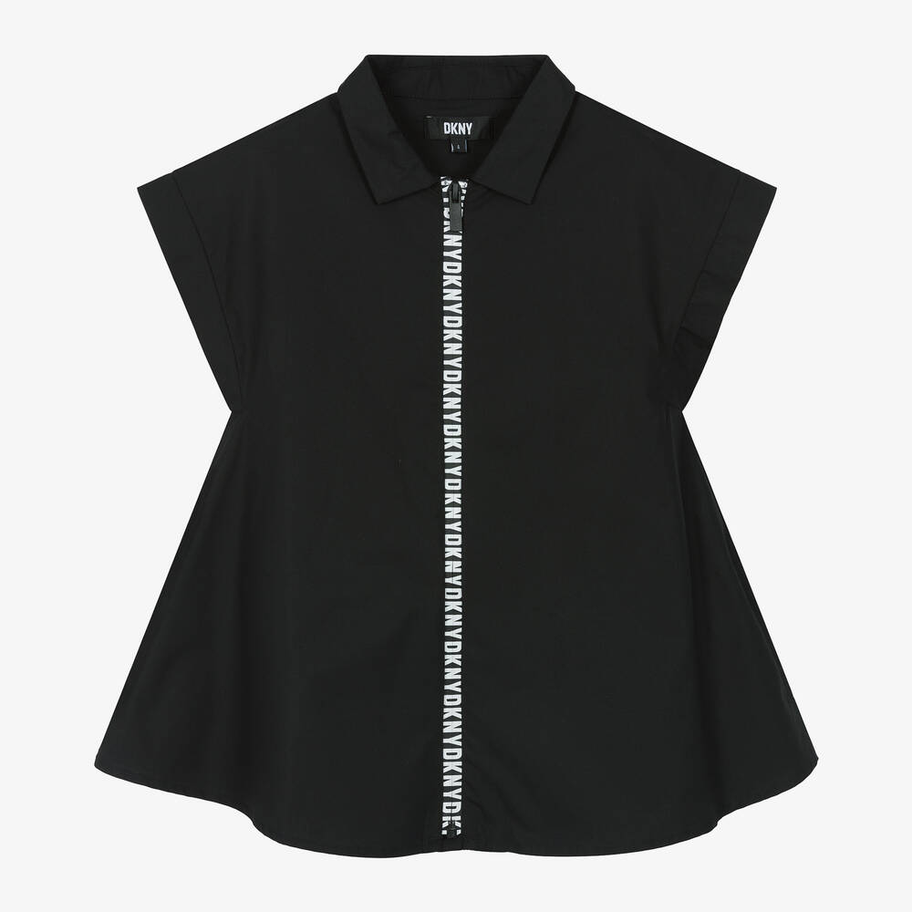 DKNY - فستان بسحّاب قطن بوبلين لون أسود | Childrensalon