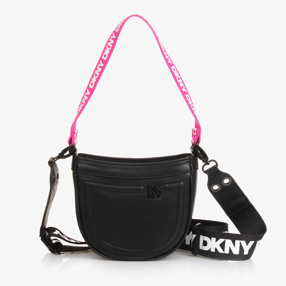 DKNY - حقيبة جلد صناعي لون أسود للبنات (16سم) | Childrensalon
