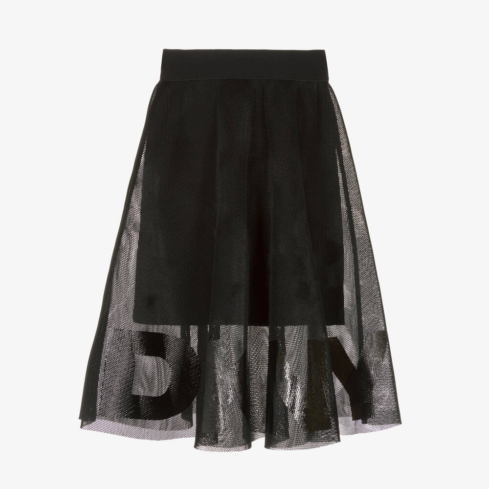 DKNY - Girls Black Jersey & Mesh Skirt | Childrensalon