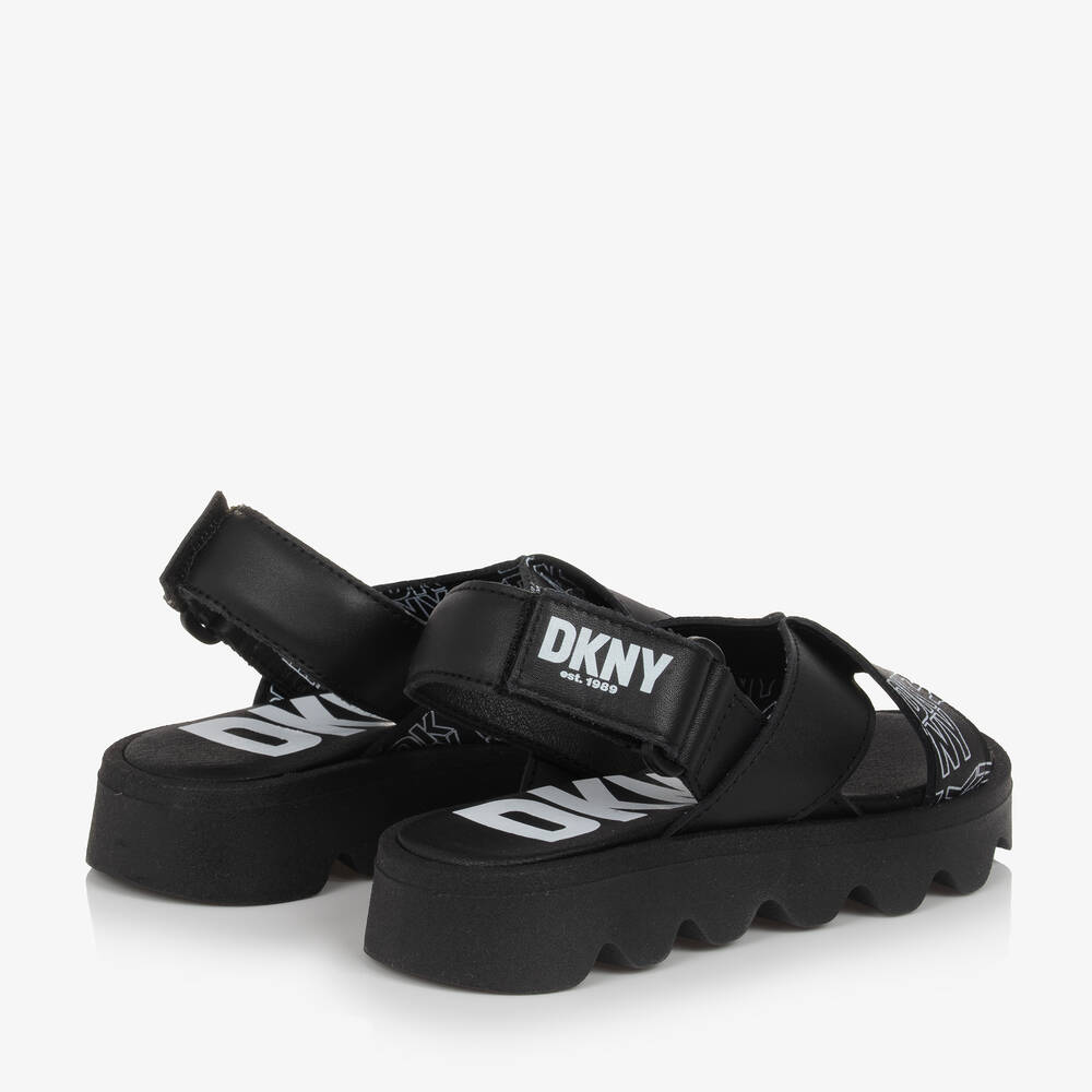 DKNY - Girls Black Leather Sandals | Childrensalon
