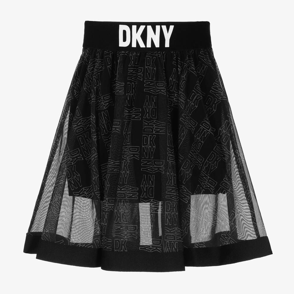 DKNY - Girls Black Mesh & Jersey Skirt | Childrensalon