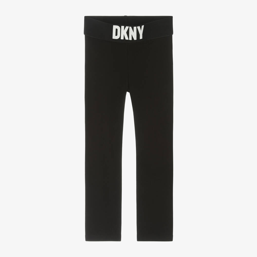 DKNY - ليغنغز قطن عضوي جيرسي لون أسود للبنات | Childrensalon
