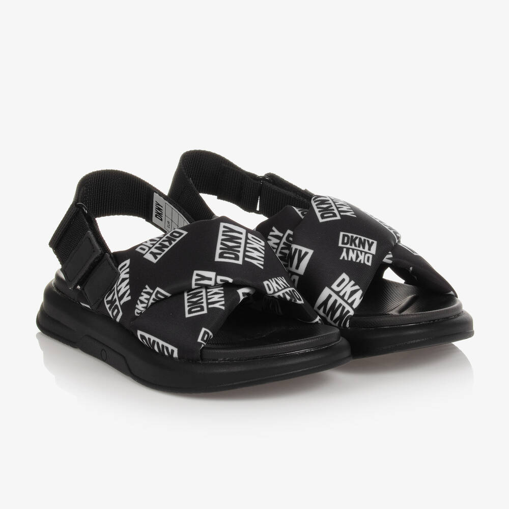 Dkny Kids' Girls Black Padded Logo Sandals