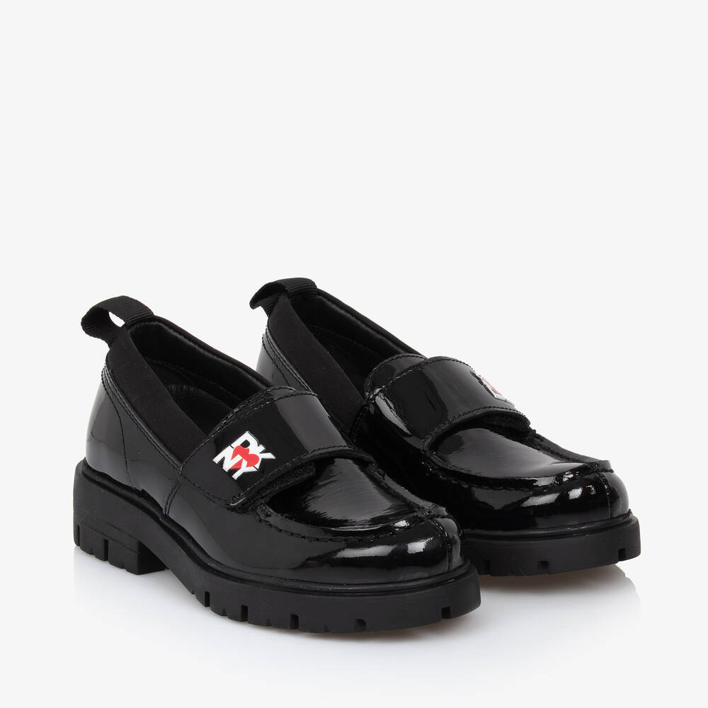 DKNY - Girls Black Patent Leather Loafers | Childrensalon