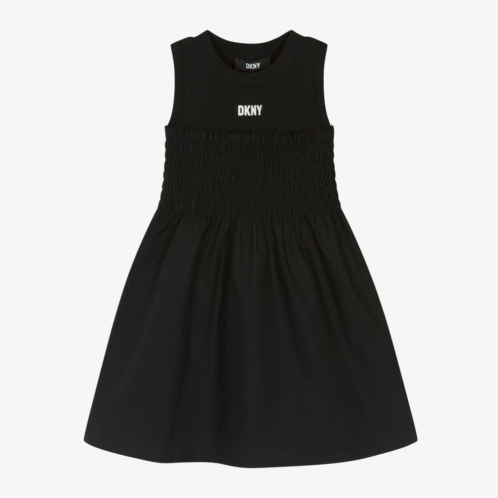 DKNY - فستان قطن بوبلين لون أسود | Childrensalon