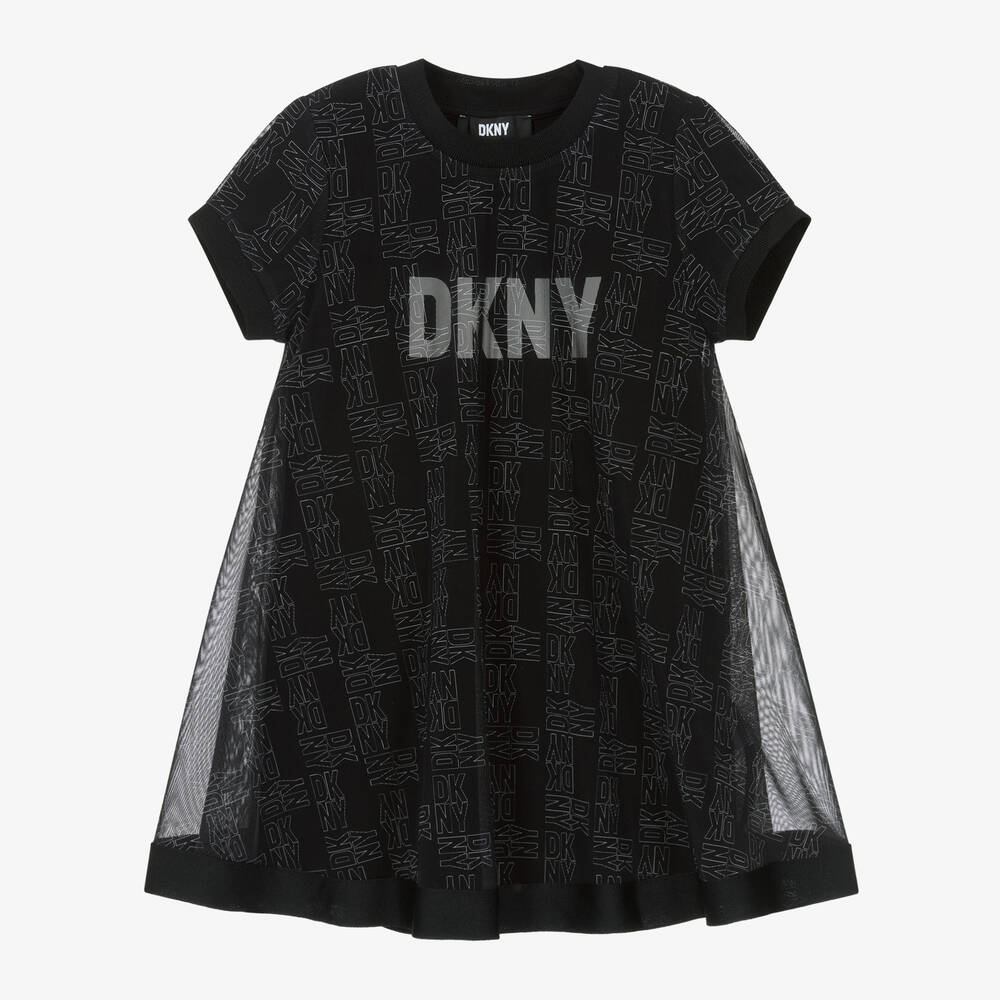 DKNY - Girls Black Viscose 2-in-1 Dress | Childrensalon