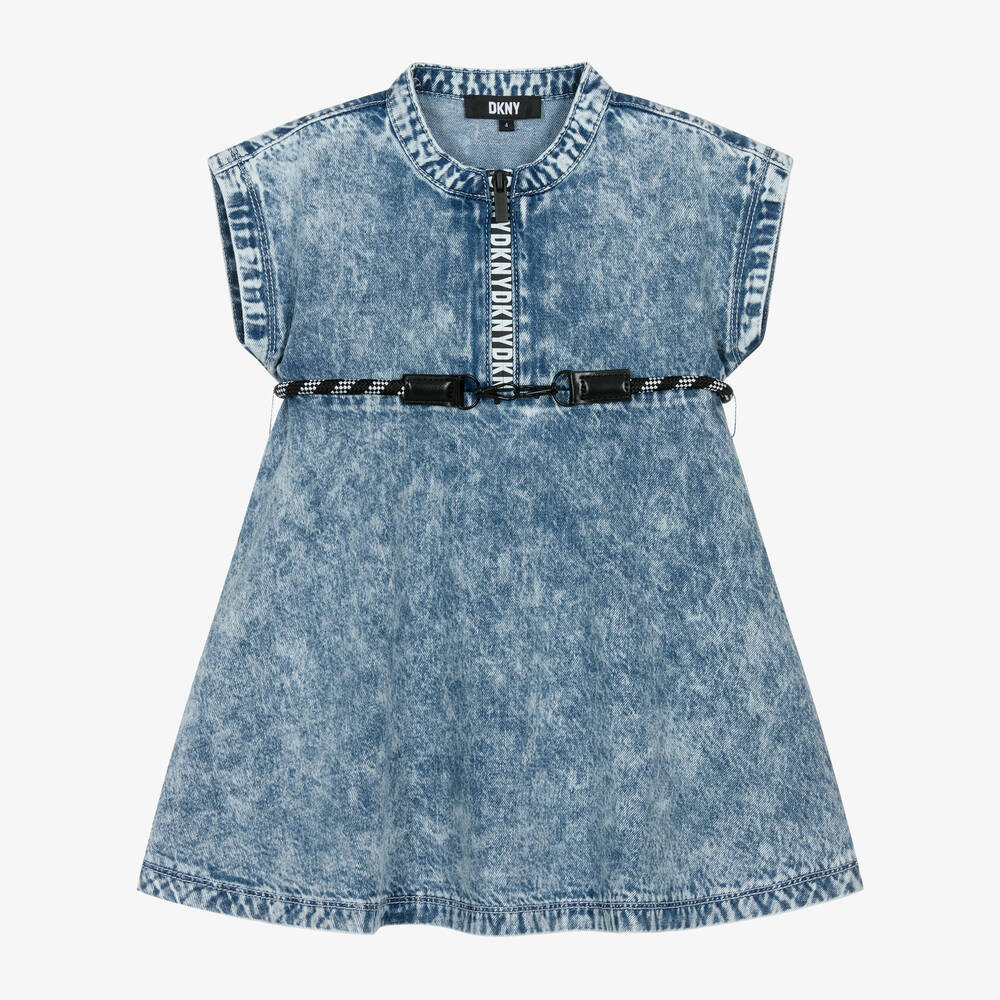 DKNY - Girls Blue Acid Wash Denim Dress | Childrensalon