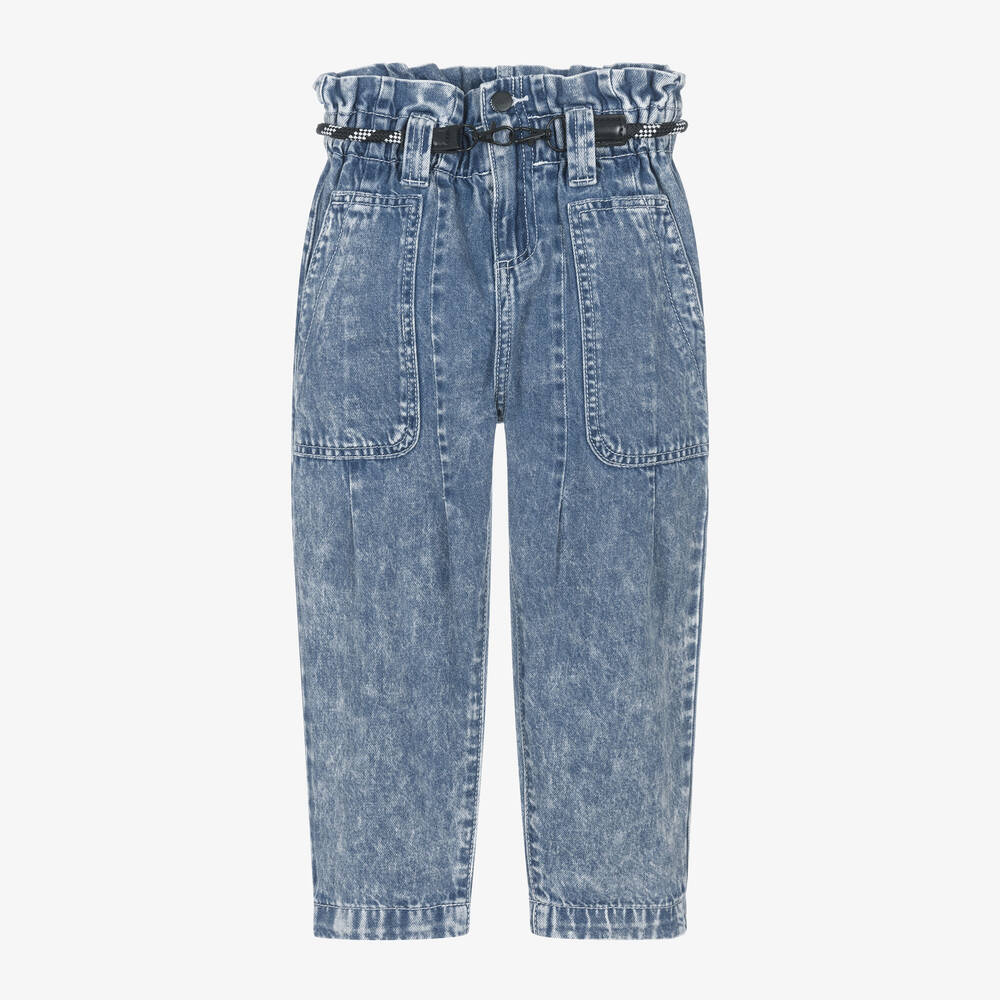 DKNY -  Girls Blue Denim Paperbag Mom Jeans | Childrensalon