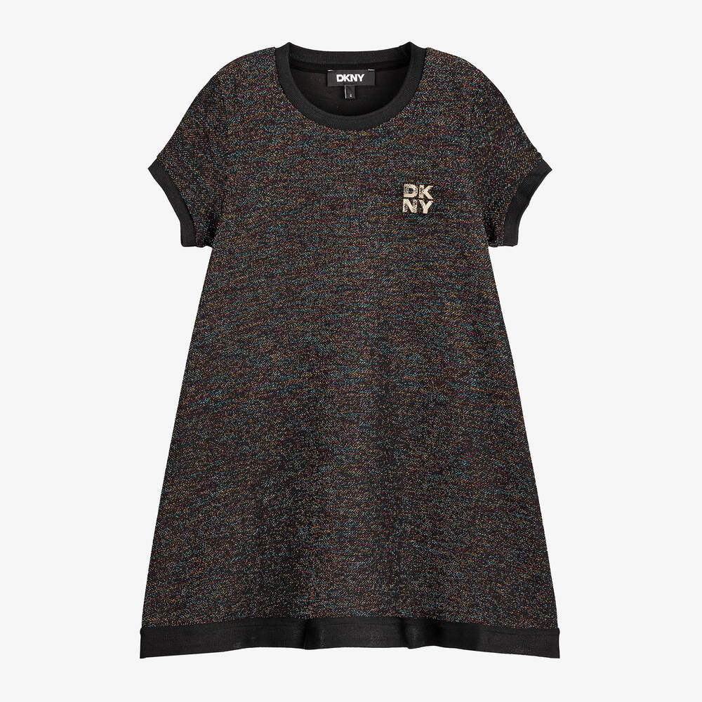 DKNY - Girls Glittery Black Jersey Dress | Childrensalon