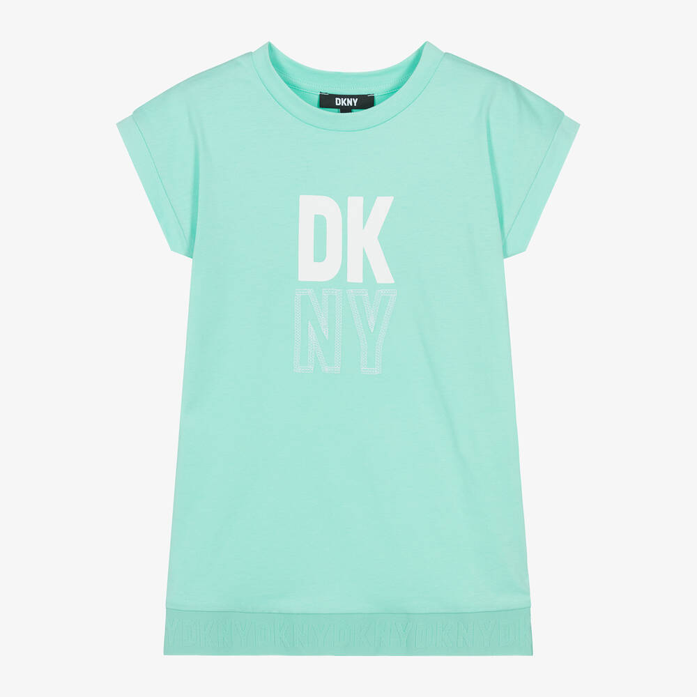 DKNY - فستان قطن جيرسي لون أخضر فاتح | Childrensalon