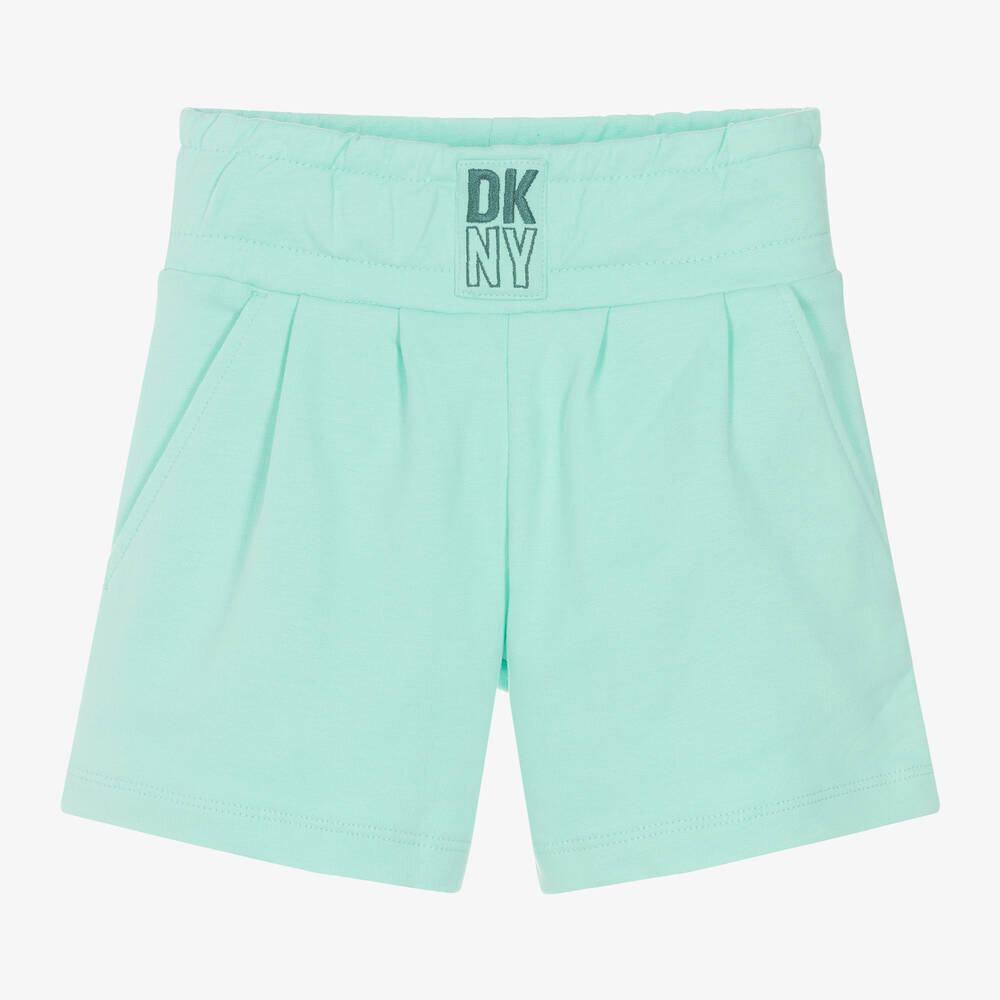 DKNY - Girls Green Cotton Jersey Shorts | Childrensalon