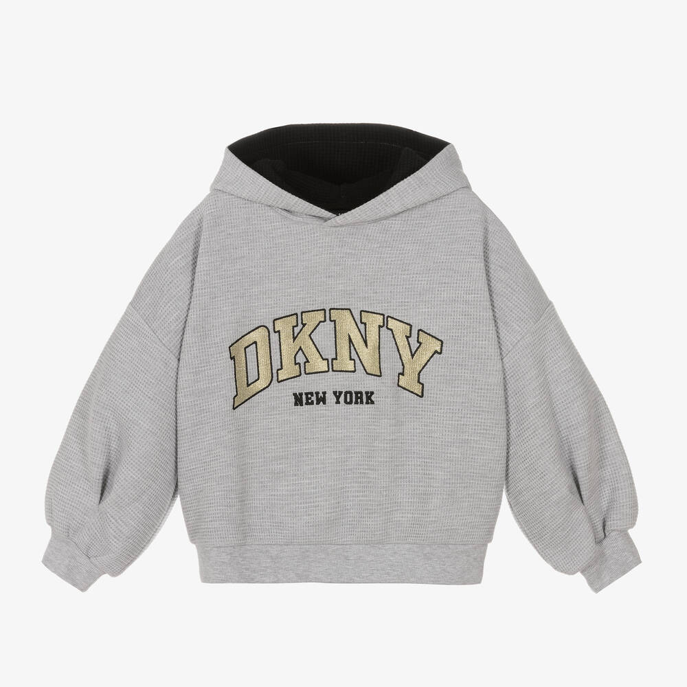 DKNY - Girls Grey Cotton Hoodie | Childrensalon