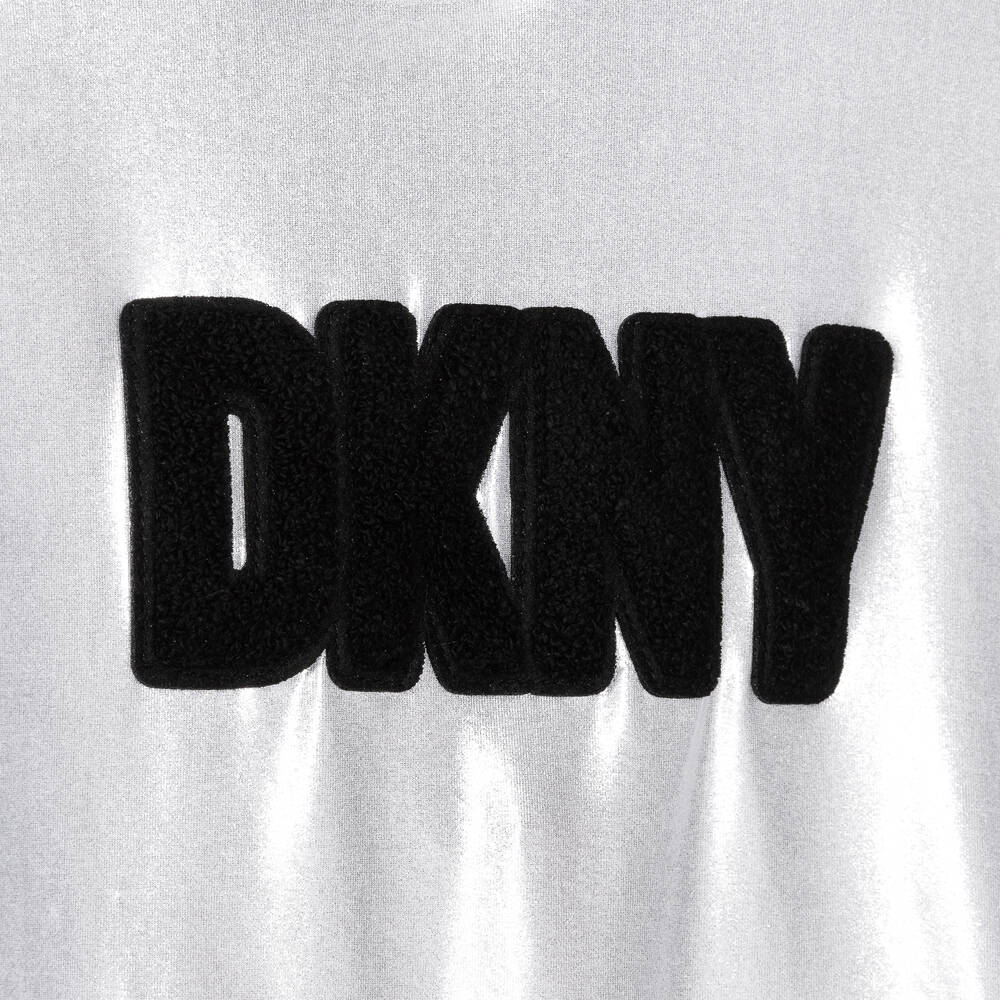 DKNY - Girls Metallic Silver Hooded Dress | Childrensalon