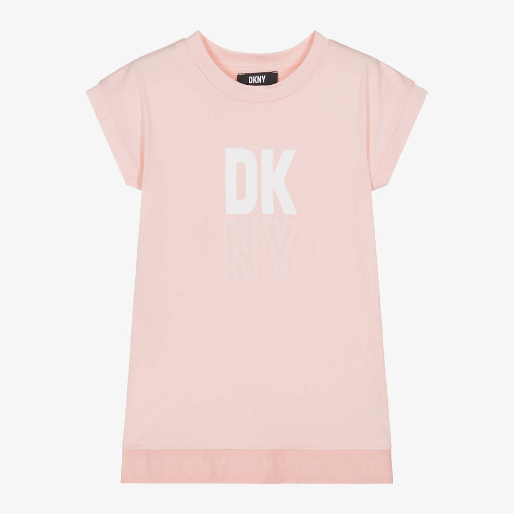 DKNY - Girls Pink Cotton Jersey Dress | Childrensalon