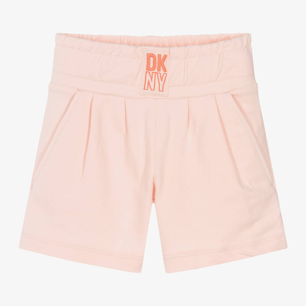 DKNY - Girls Pink Cotton Jersey Shorts | Childrensalon