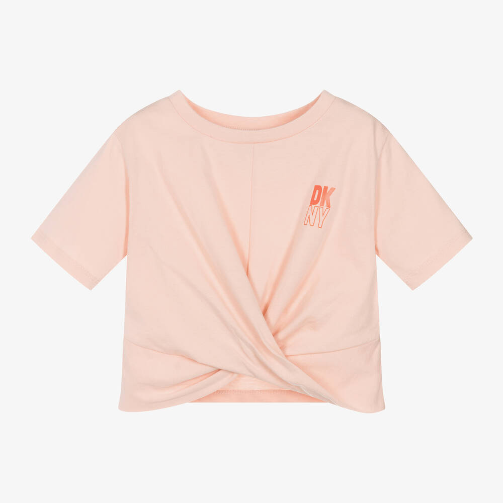 DKNY - Girls Pink Organic Cotton T-Shirt | Childrensalon