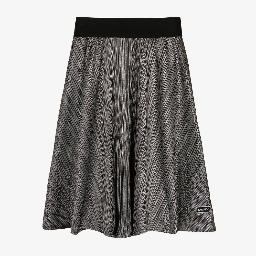 DKNY - Girls Silver & Black Striped Skirt | Childrensalon