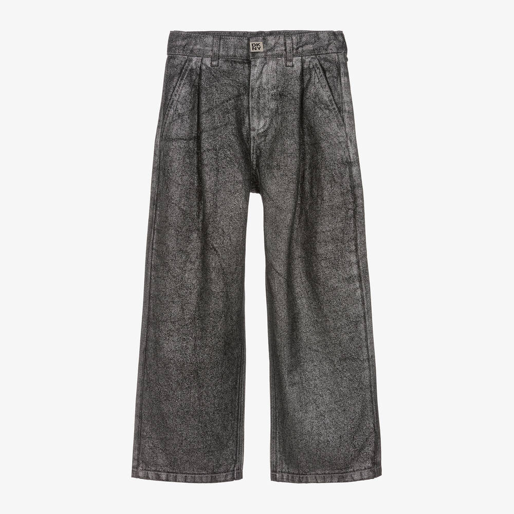 DKNY - Girls Silver Wide Leg Denim Jeans | Childrensalon