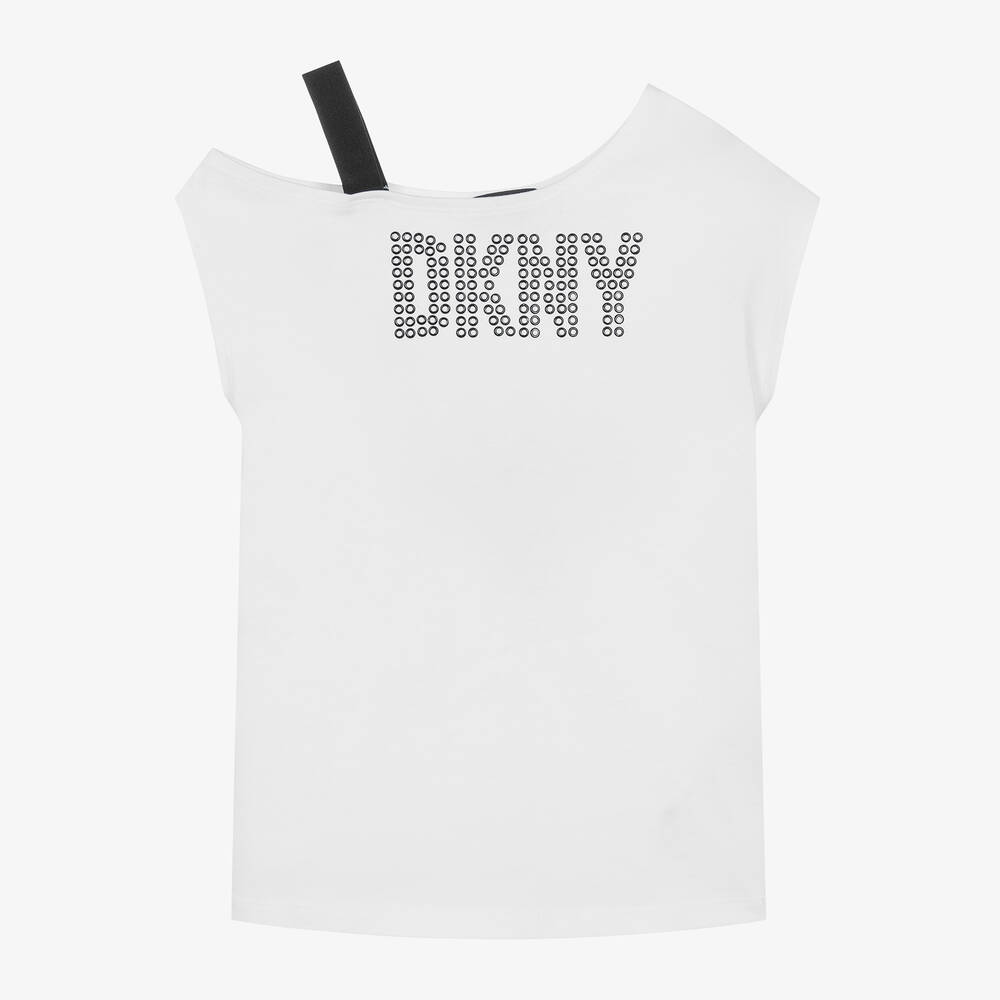 DKNY - فستان قطن جيرسي عضوي لون أبيض وأسود | Childrensalon