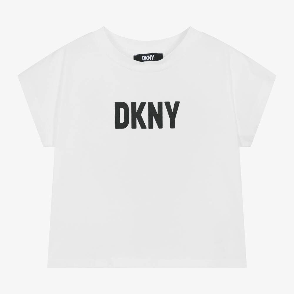DKNY - T-shirt blanc en coton bio fille | Childrensalon