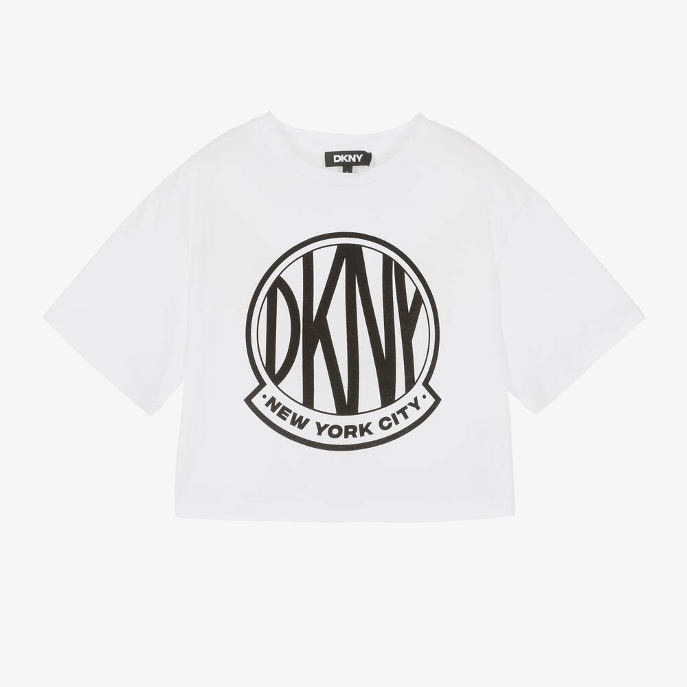 DKNY -  تيشيرت قطن عضوي لون أبيض للبنات | Childrensalon