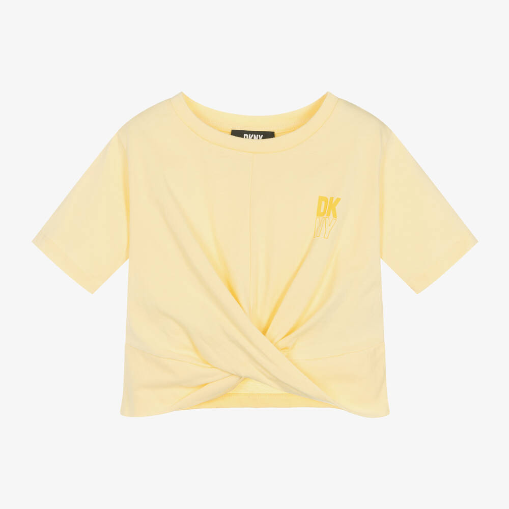 DKNY - Girls Yellow Organic Cotton T-Shirt | Childrensalon
