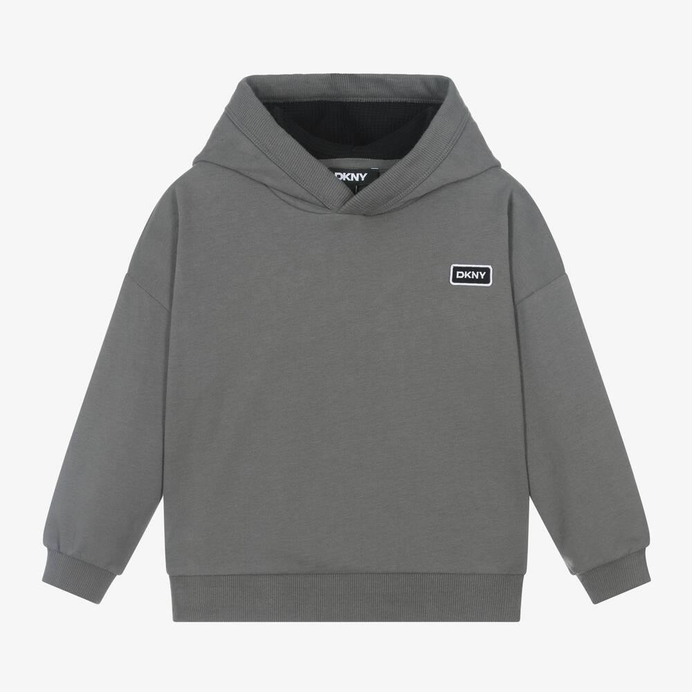 DKNY - Grey Cotton Embroidered Hoodie | Childrensalon