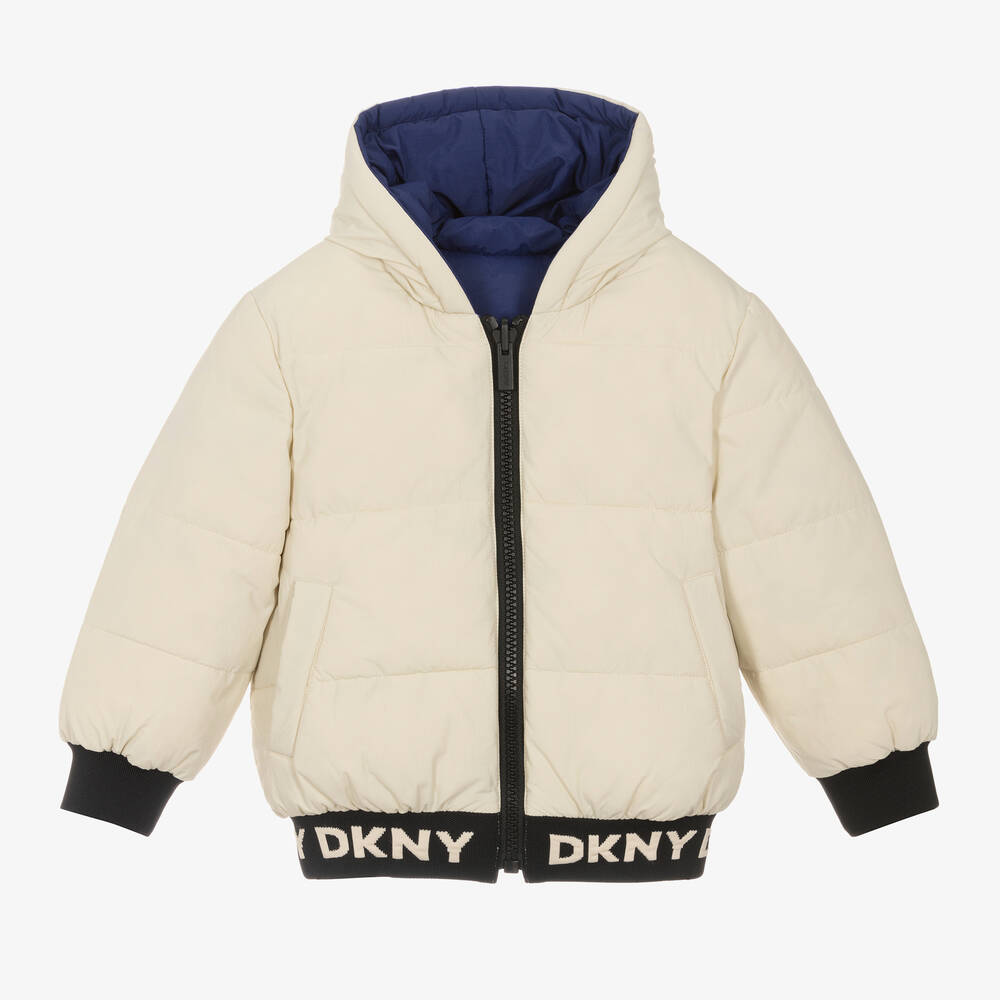 DKNY - Ivory & Blue Reversible Puffer Jacket | Childrensalon