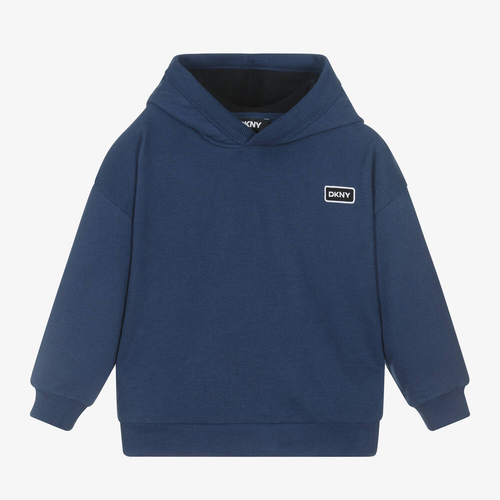 DKNY - Navy Blue Cotton Embroidered Hoodie | Childrensalon