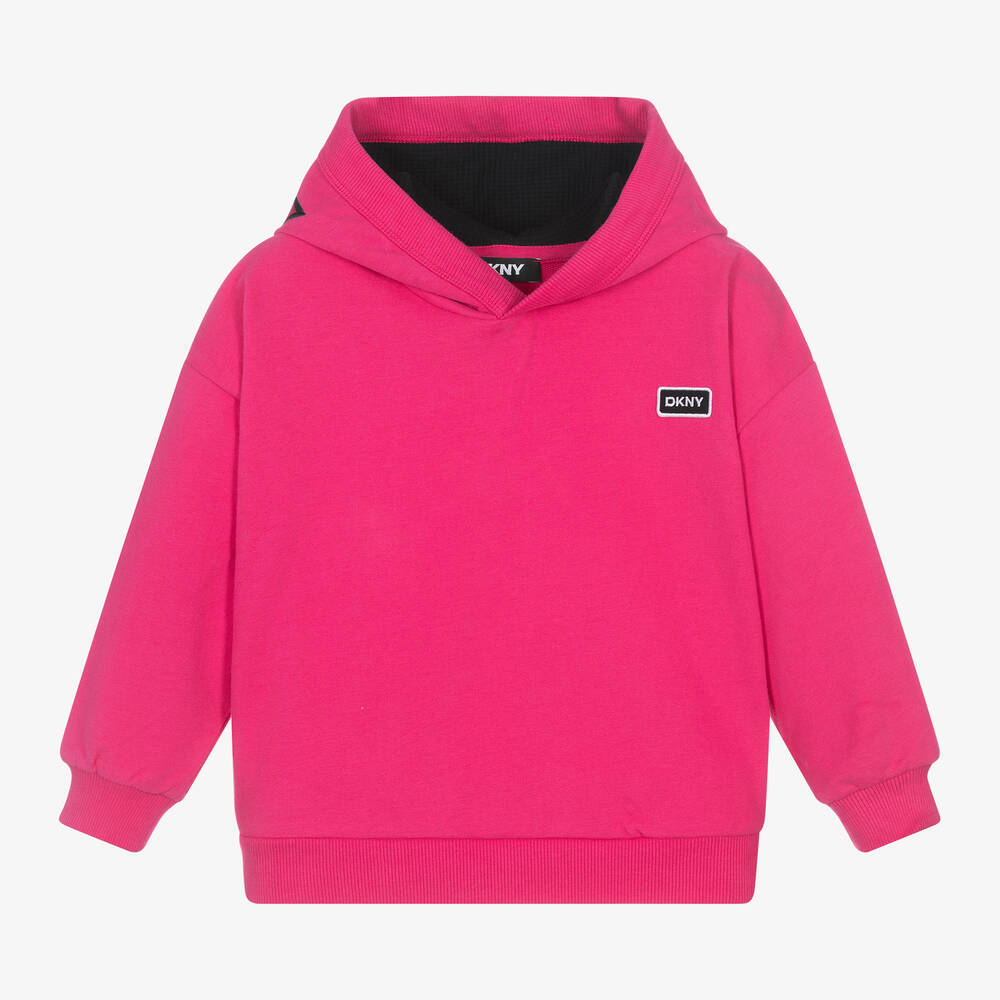 DKNY - Pink Cotton Embroidered Hoodie | Childrensalon